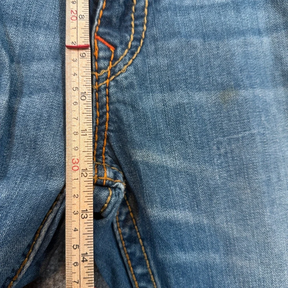 True Religion Slim Jeans Mens 38 Blue Contrast Stitch Horseshoe Denim Casual